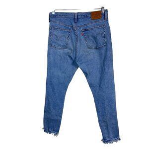 Premium Levi's 501 S Skinny Jeans Women Size 30 x28 Blue Denim Button Fly Cotton